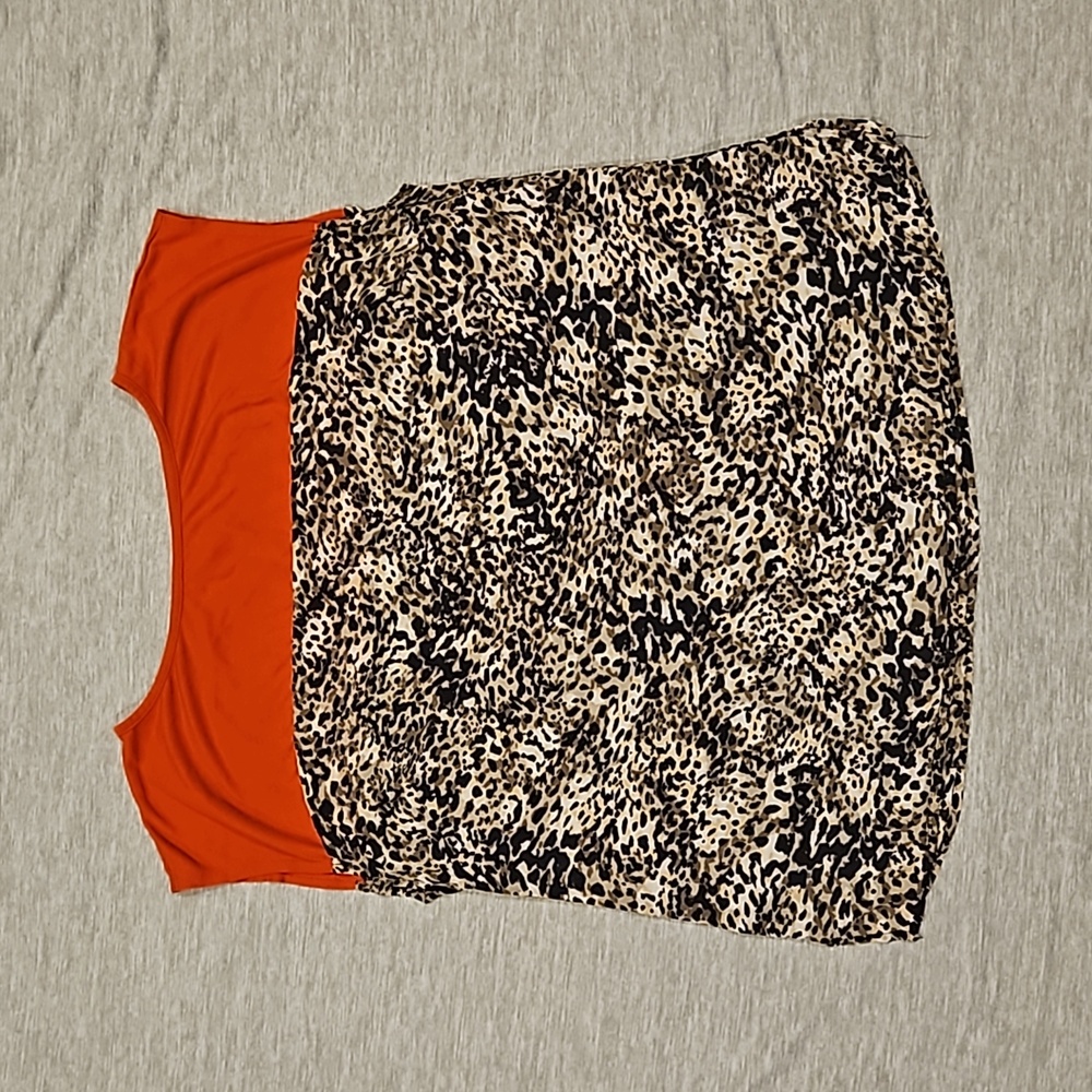 Liz Claiborne Women's Sleeveless Top - Cheetah and Orange - Size 1X